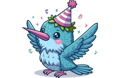 Cute Hummingbird bird in a Party Hat