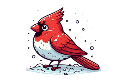 Cardinal Bird Winter Illustration Hand Drawn