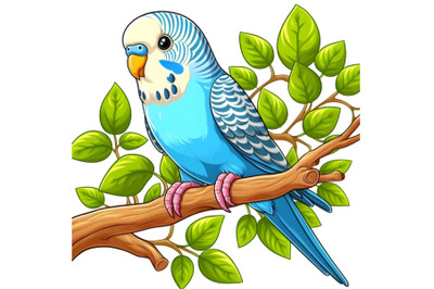 Budgerigar Bird on branch tree