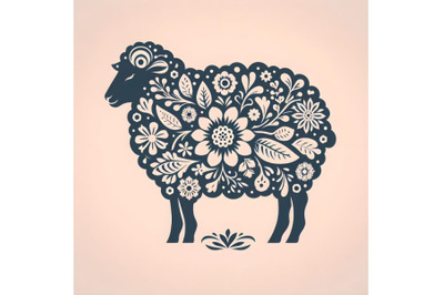 sheep silhouette of floral ornament soft color