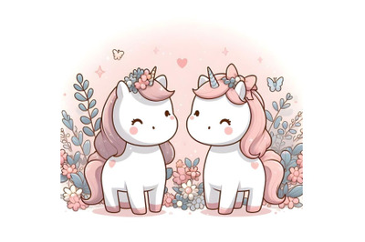 cute unicorn couple minimal artwork