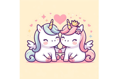 cute unicorn couple minimal artwork