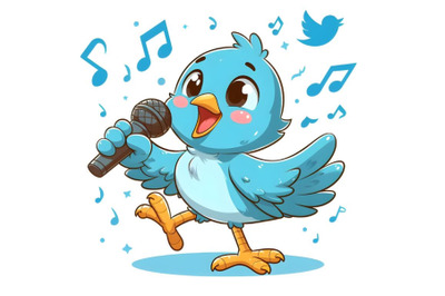 Twitter bird singing in white background