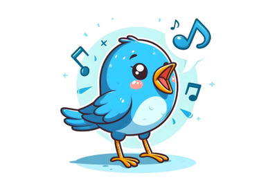 Twitter bird singing in white background