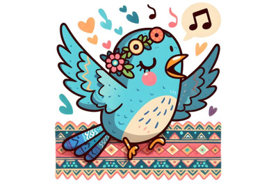 Twitter bird singing boho style