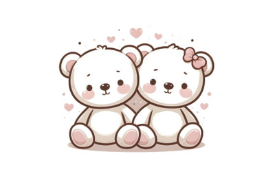 teddy bear couple minimal artwork