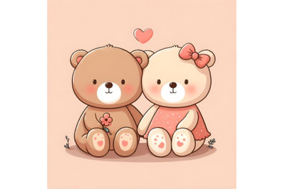 teddy bear couple minimal artwork