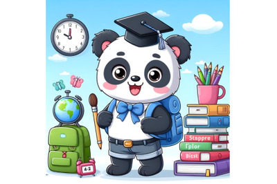 panda go to school