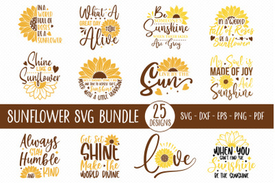 Sunflower Quotes SVG Bundle | 25 Designs