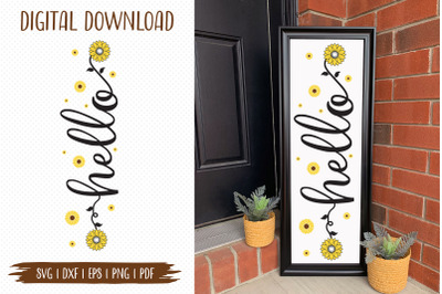 Hello&2C; Sunflower Porch Sign SVG