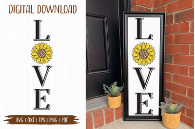 Love&2C; Sunflower Porch Sign SVG