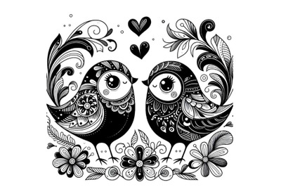 cute birds couple decorative artwork