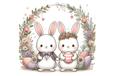 cute couple bunny decorated hd artwork