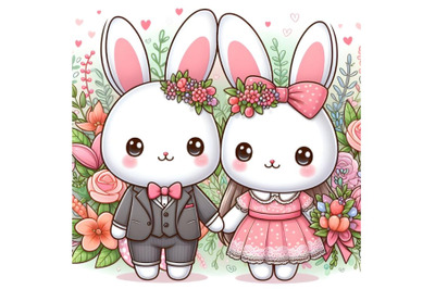 cute couple bunny decorated hd artwork