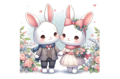 cute couple bunny decorated hd artwork