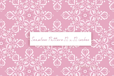 Pink and white ornamental seamless pattern