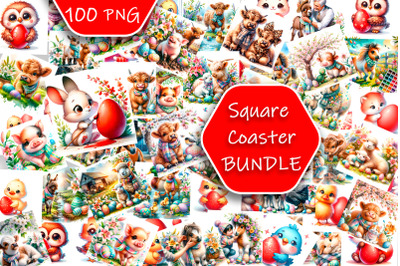 Animal easter square coaster sublimation bundle