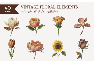 Vintage Floral Element