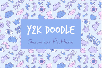 Y2k Doodle Seamless Pattern &amp;amp; Digital Paper JPG EPS