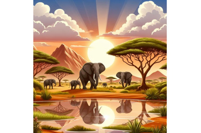 African landscape with reflection
