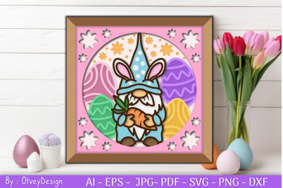 Gnome Easter 3D Shadow Box Layered