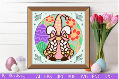 Gnome Easter 3D Shadow Box Layered