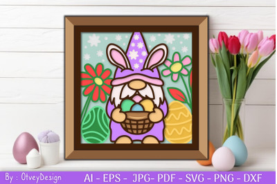 Gnome Easter 3D Shadow Box Layered