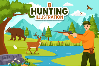 8 Hunting Vector Illustration