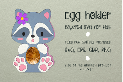 Cute Raccoon | Easter Egg Holder | Paper Craft Template
