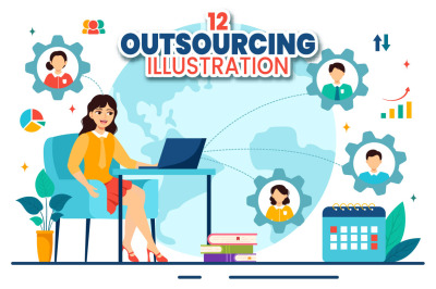 12 Outsourcing Business Illustration