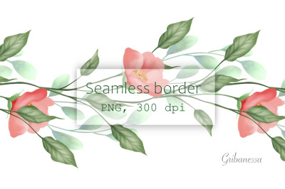 Floral garland clipart | Seamless border PNG