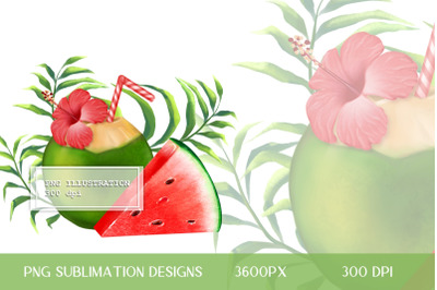 Coconut cocktail PNG sublimation design