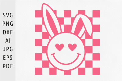 Easter bunny svg Heart smiley face svg Checker pattern svg