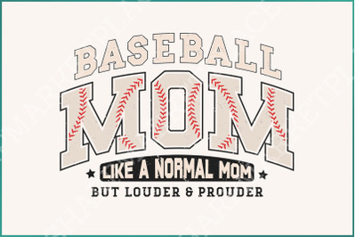 Baseball Mom PNG Retro Varsity Style Digital Design