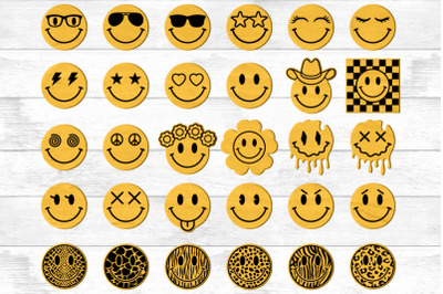 30 Smiley Face Earrings SVG, Smiley Earring Stud SVG File Laser Cut.