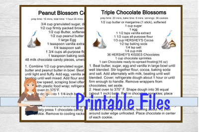 Peanut Butter &amp; Triple Chocolate Blossoms Recipe Cards