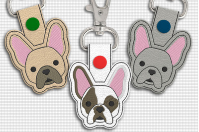 French Bulldog Face ITH Key Fob | Applique Embroidery