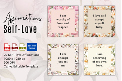 Floral Self Love Affirmation Cards