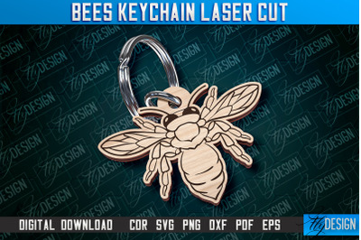 Bees Keychain Design | Keychain Laser Cut Design | CNC File