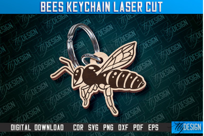 Bees Keychain Design | Keychain Laser Cut Design | CNC File