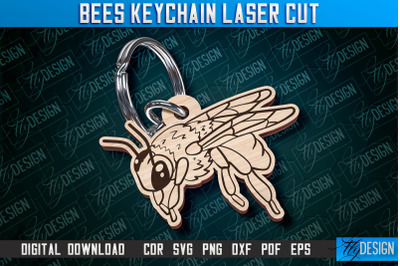 Bees Keychain Design | Keychain Laser Cut Design | CNC File