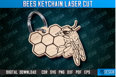 Bees Keychain Design | Keychain Laser Cut Design | CNC File