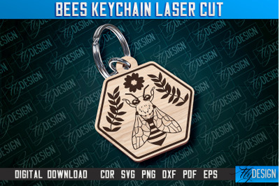 Bees Keychain Design | Keychain Laser Cut Design | CNC File