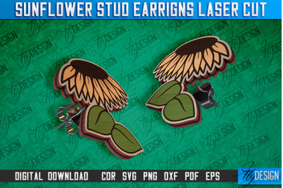 Sunflower Stud Earring&nbsp;Laser Cut Design | Accessories Laser Cut Design
