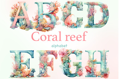 Coral Reef Alphabet Clipart | Ocean Alphabet