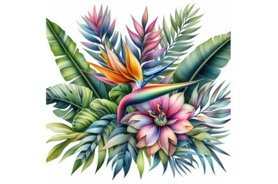 Watercolor Tropical flowers