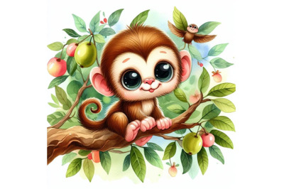 Cute monkey on a tree