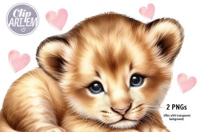 Baby Lioness Lion for Baby Shower Nursery Decor Sublimation 2PNG Image