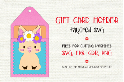 Cute Pig | Birthday Gift Card Holder | Paper Craft Template