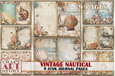 Vintage nautical Junk Journal Pages&2C;retro Scrapbook Marine